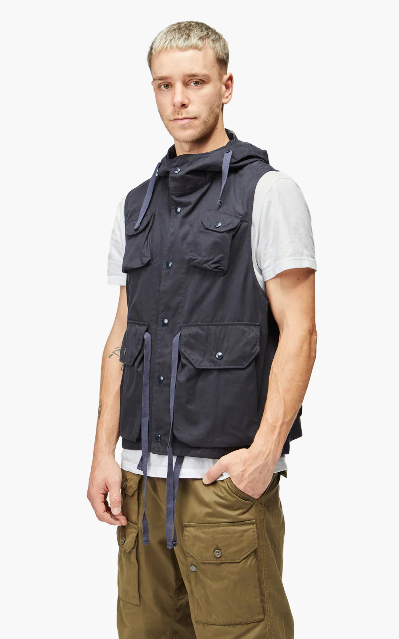 Engineered Garments Field Vest PC Coated Cloth Dark Navy - Image 3
