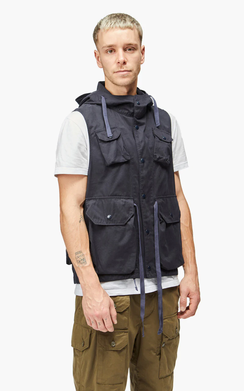 Engineered Garments Field Vest PC Coated Cloth Dark Navy - Image 4