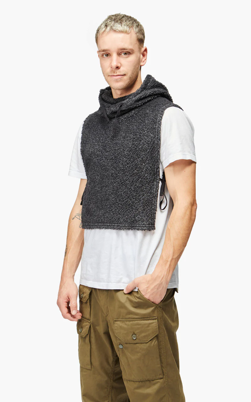 Engineered Garments Hooded Interliner Wool Poly Shaggy Knit Charcoal - Image 4