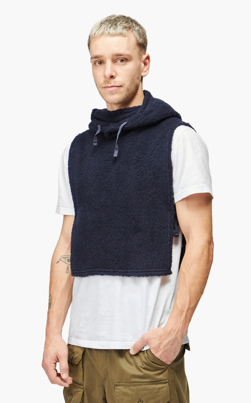 Engineered Garments Hooded Interliner Wool Poly Shaggy Knit Navy - Image 2