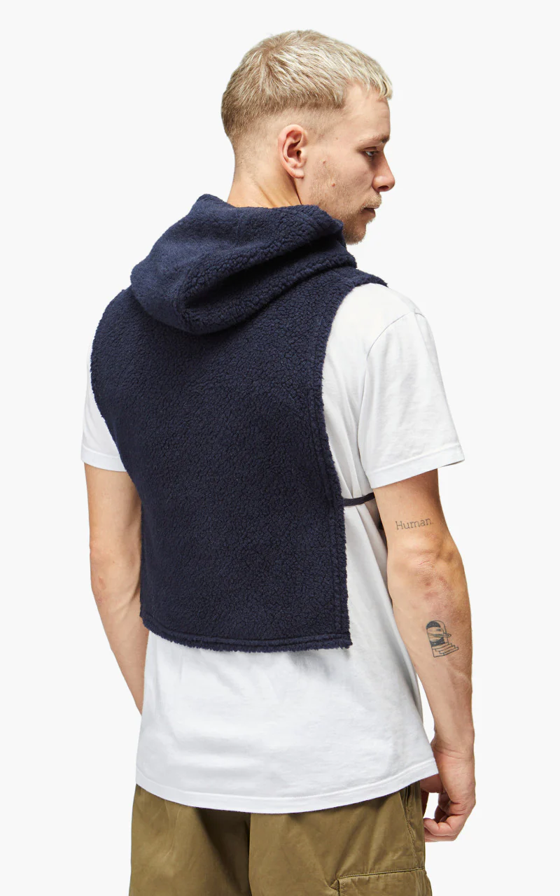 Engineered Garments Hooded Interliner Wool Poly Shaggy Knit Navy - Image 4