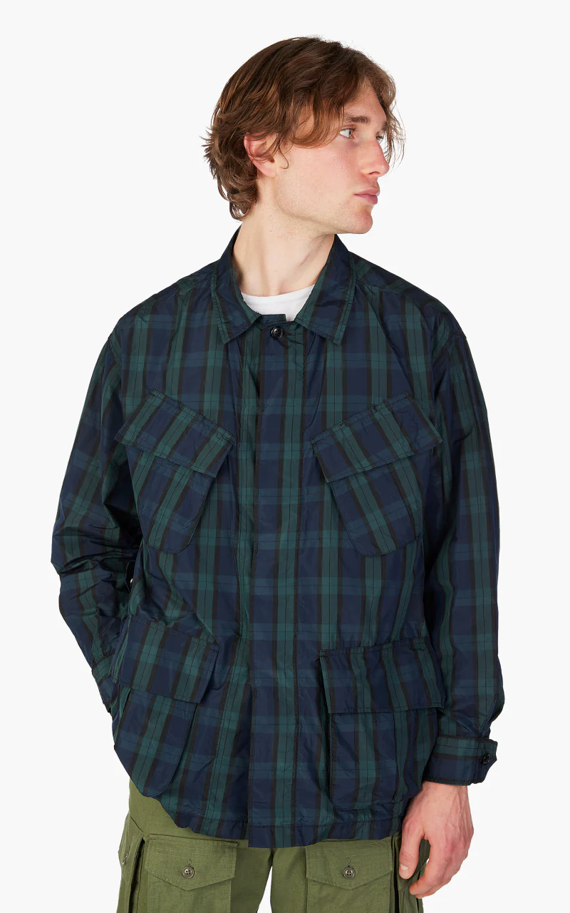 Engineered Garments Jungle Fatigue Jacket Crushed Taffeta Blackwatch - Image 4