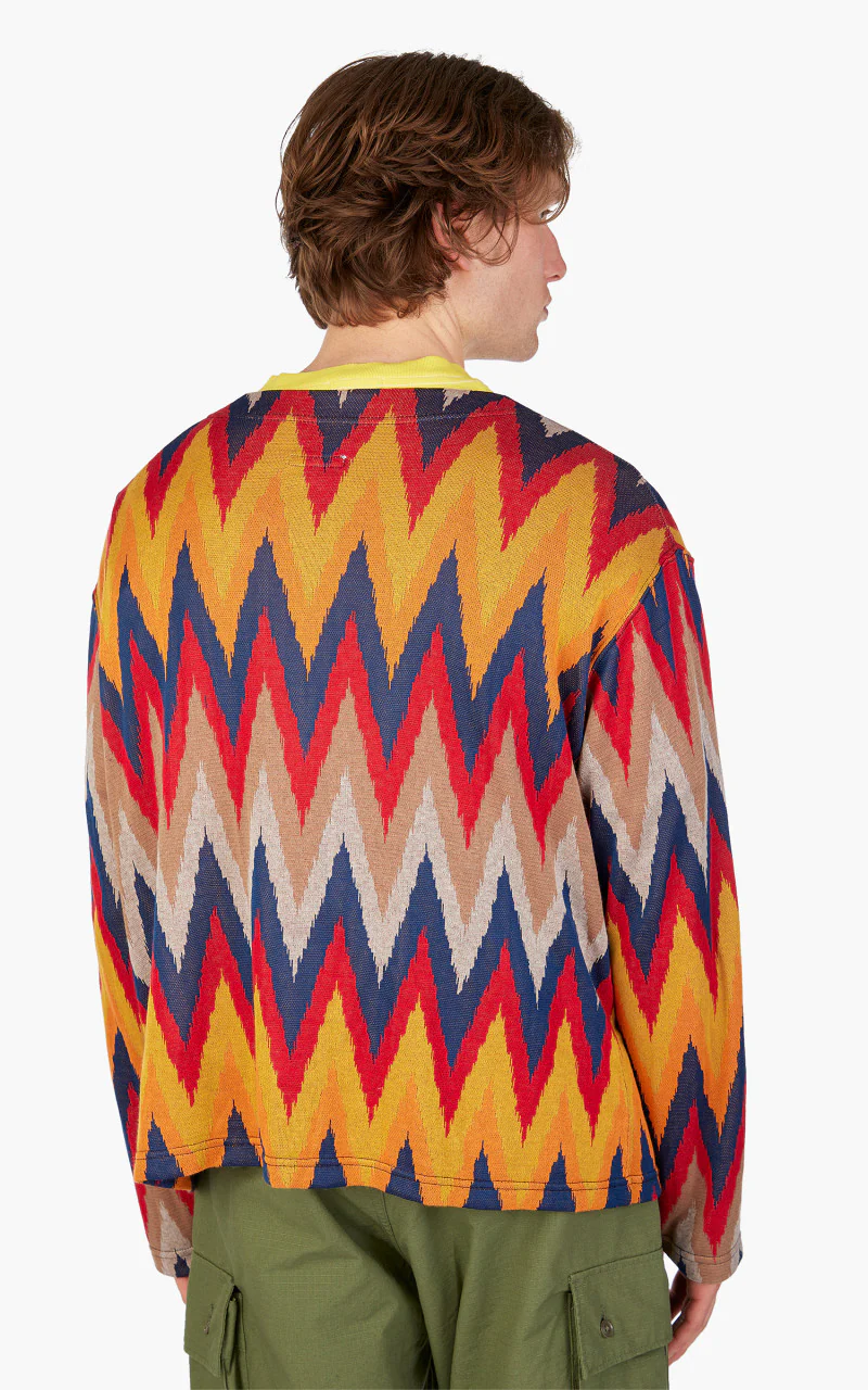 Engineered Garments Knit Cardigan Ikat Red/Navy - Image 6
