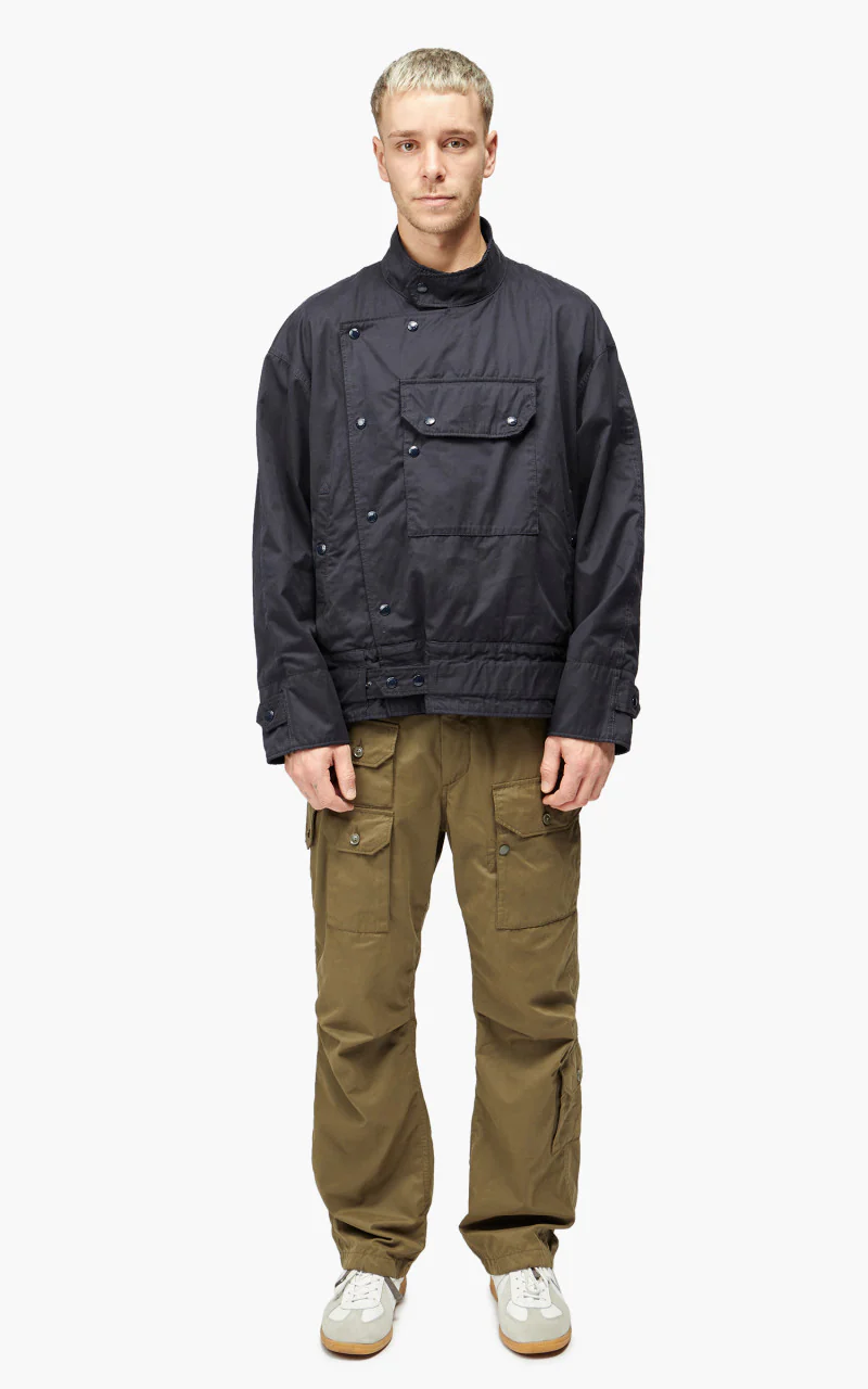 Engineered Garments Moto Jacket PC Coated Cloth Dark Navy - Image 2