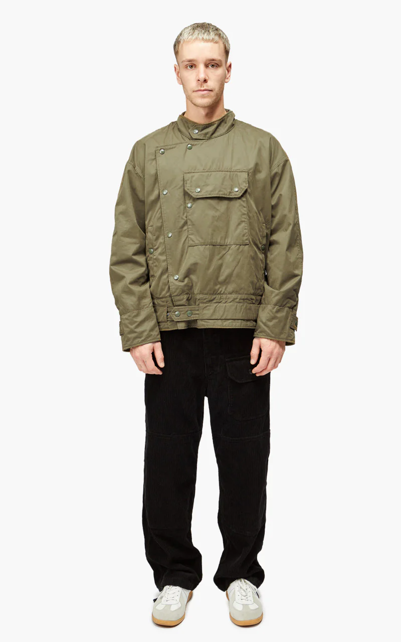 Engineered Garments Moto Jacket PC Coated Cloth Olive - Image 2