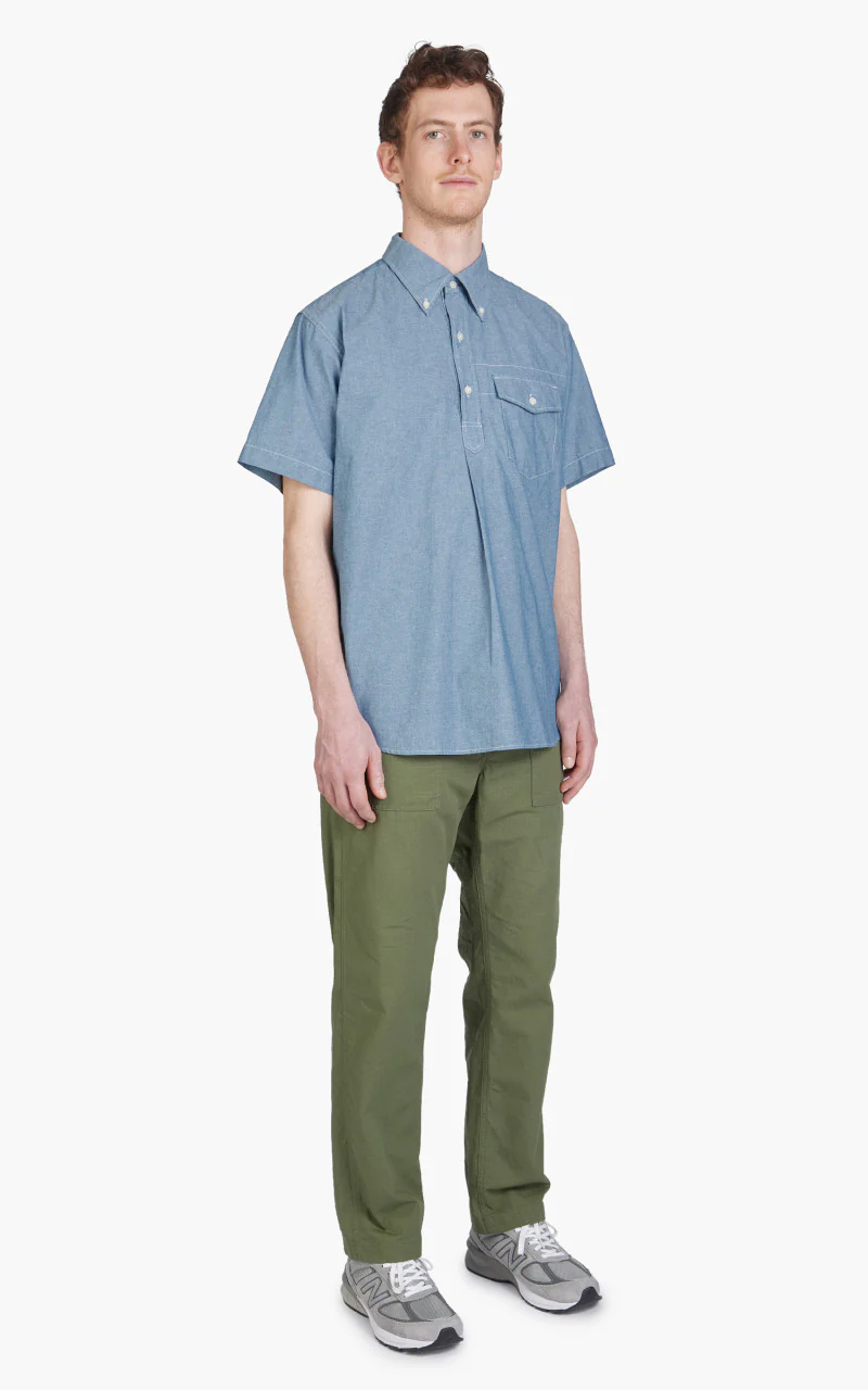 Engineered Garments Popover BD Shirt Cotton Chambray Light Blue - Image 5
