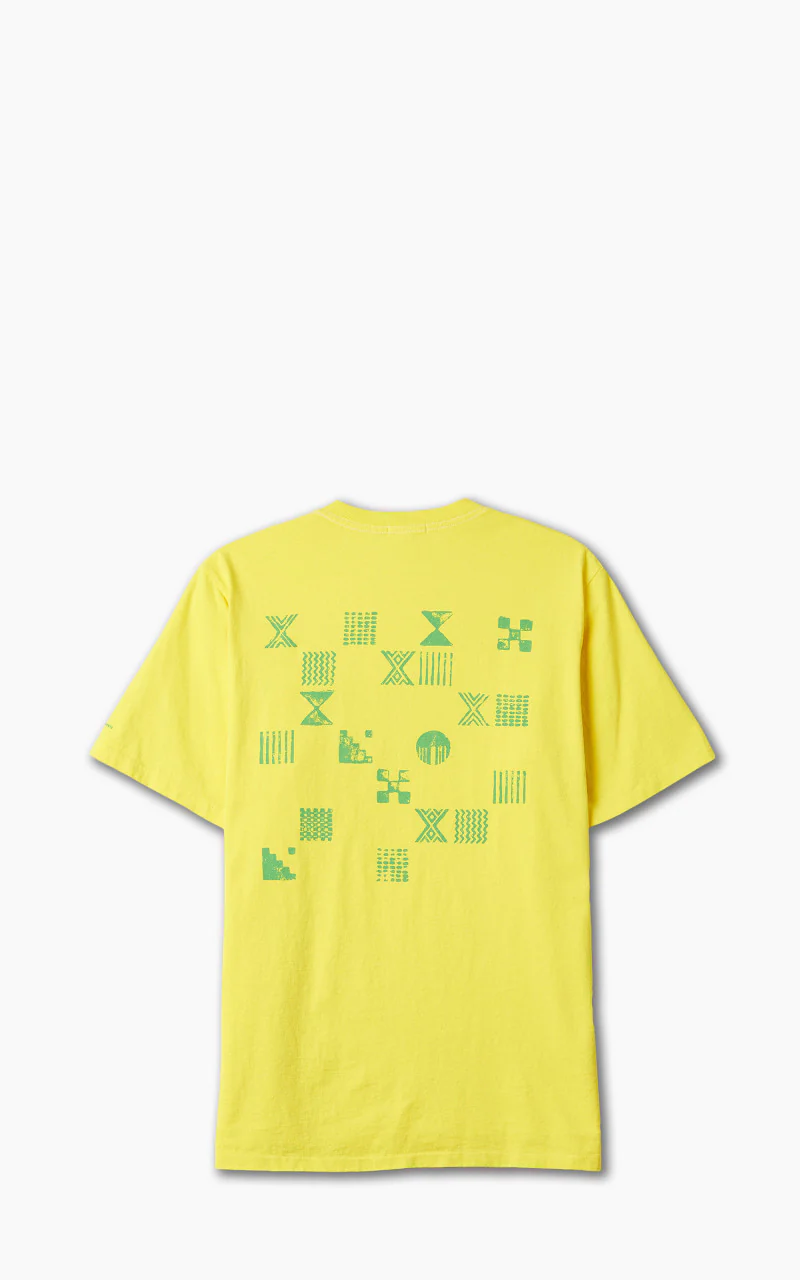 Engineered Garments Printed Cross Crew Neck Pocket T-Shirt Illusion Yellow - Image 3
