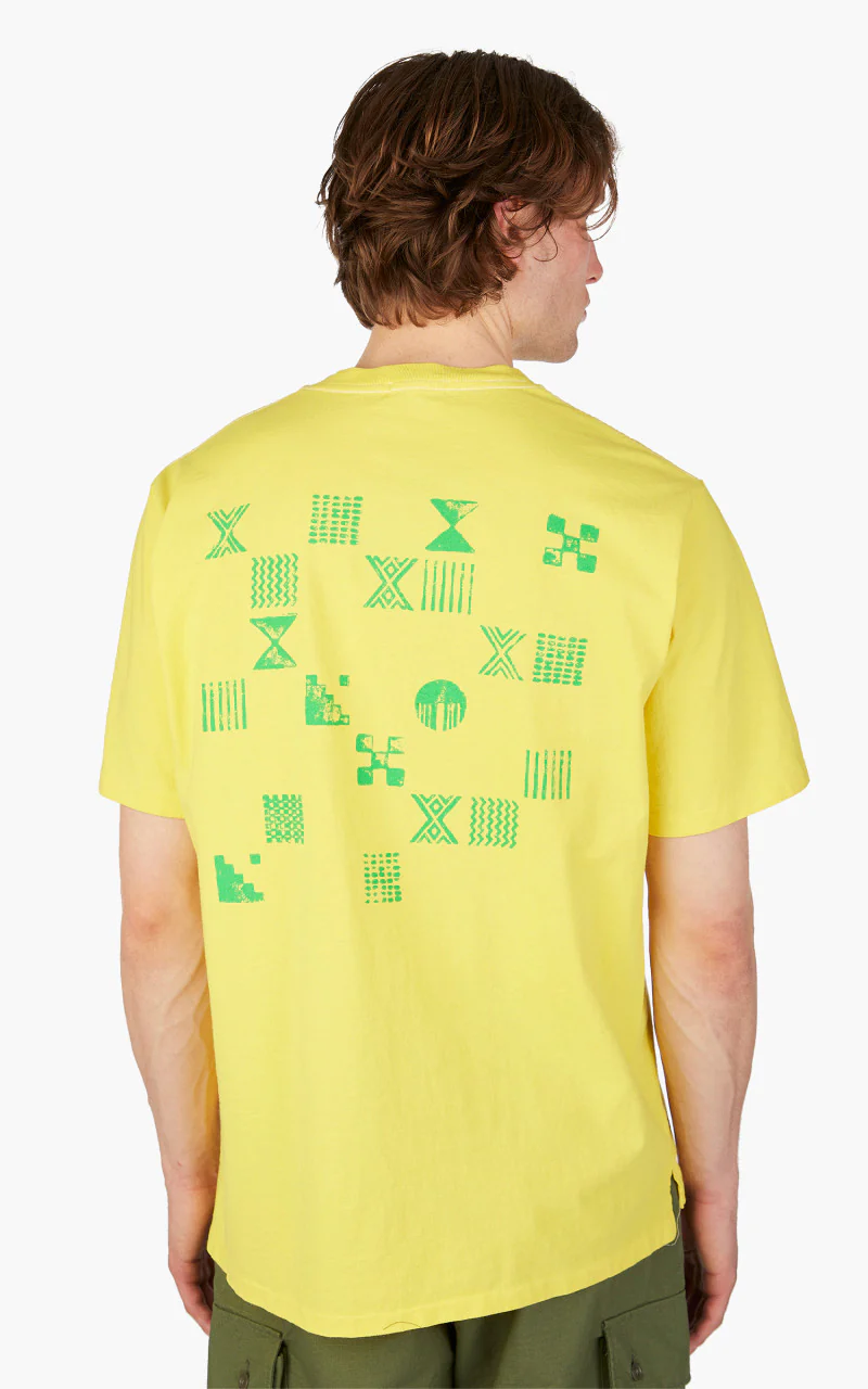 Engineered Garments Printed Cross Crew Neck Pocket T-Shirt Illusion Yellow - Image 6