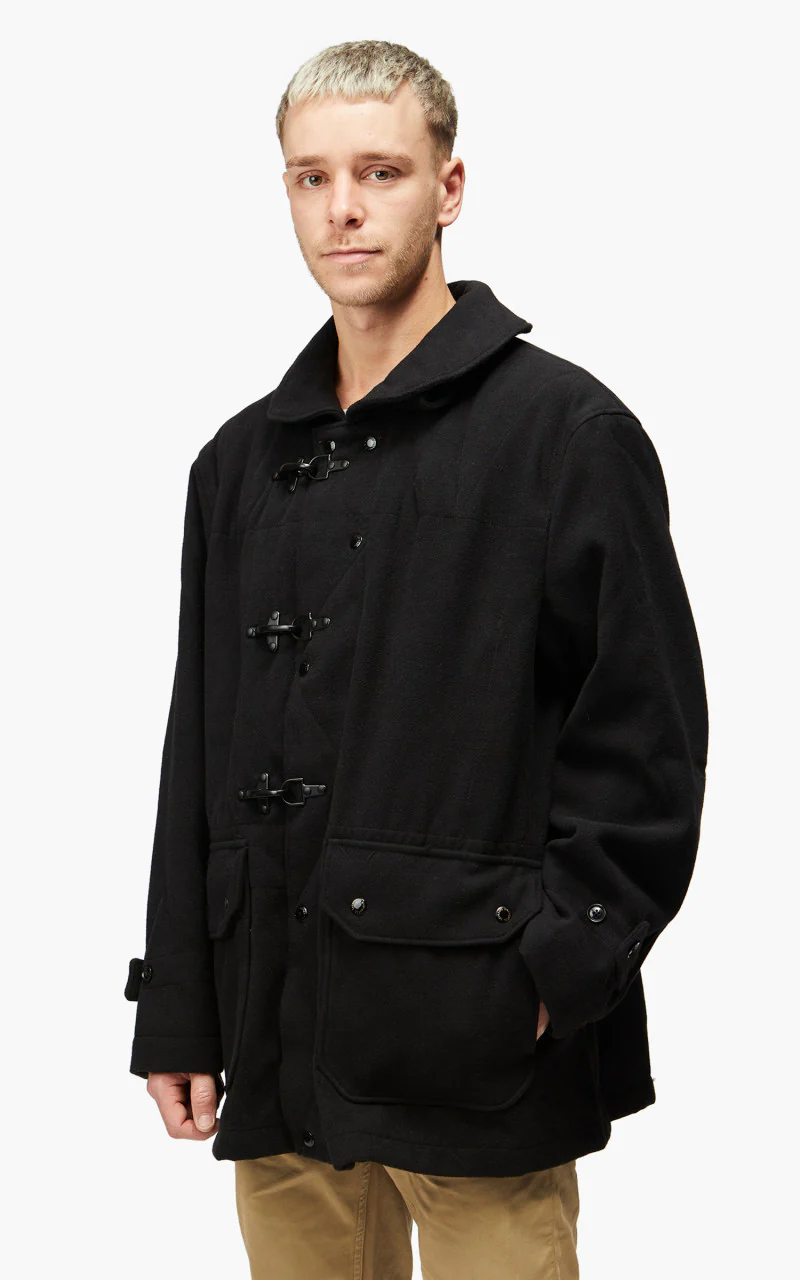 Engineered Garments Short Duffle Jacket Polyester Fake Melton Black - Image 4