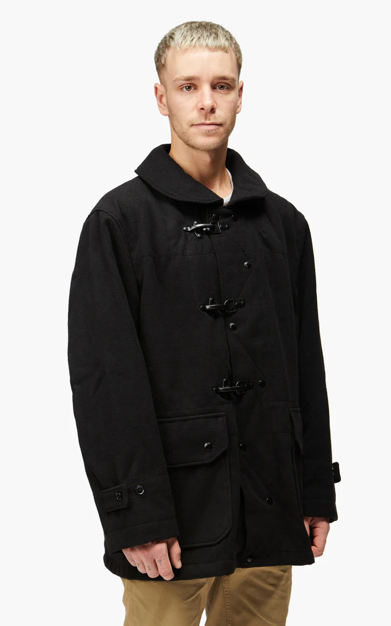 Engineered Garments Short Duffle Jacket Polyester Fake Melton Black - Image 5