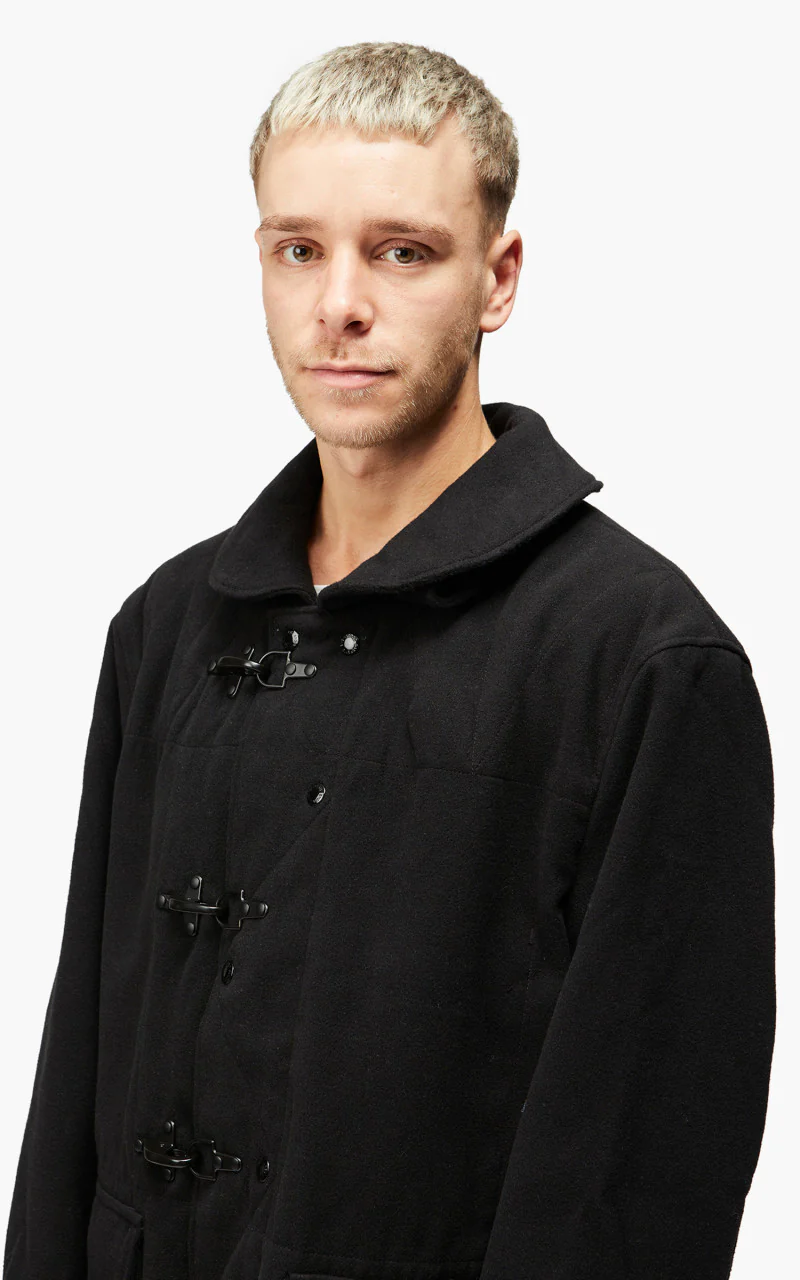Engineered Garments Short Duffle Jacket Polyester Fake Melton Black - Image 7