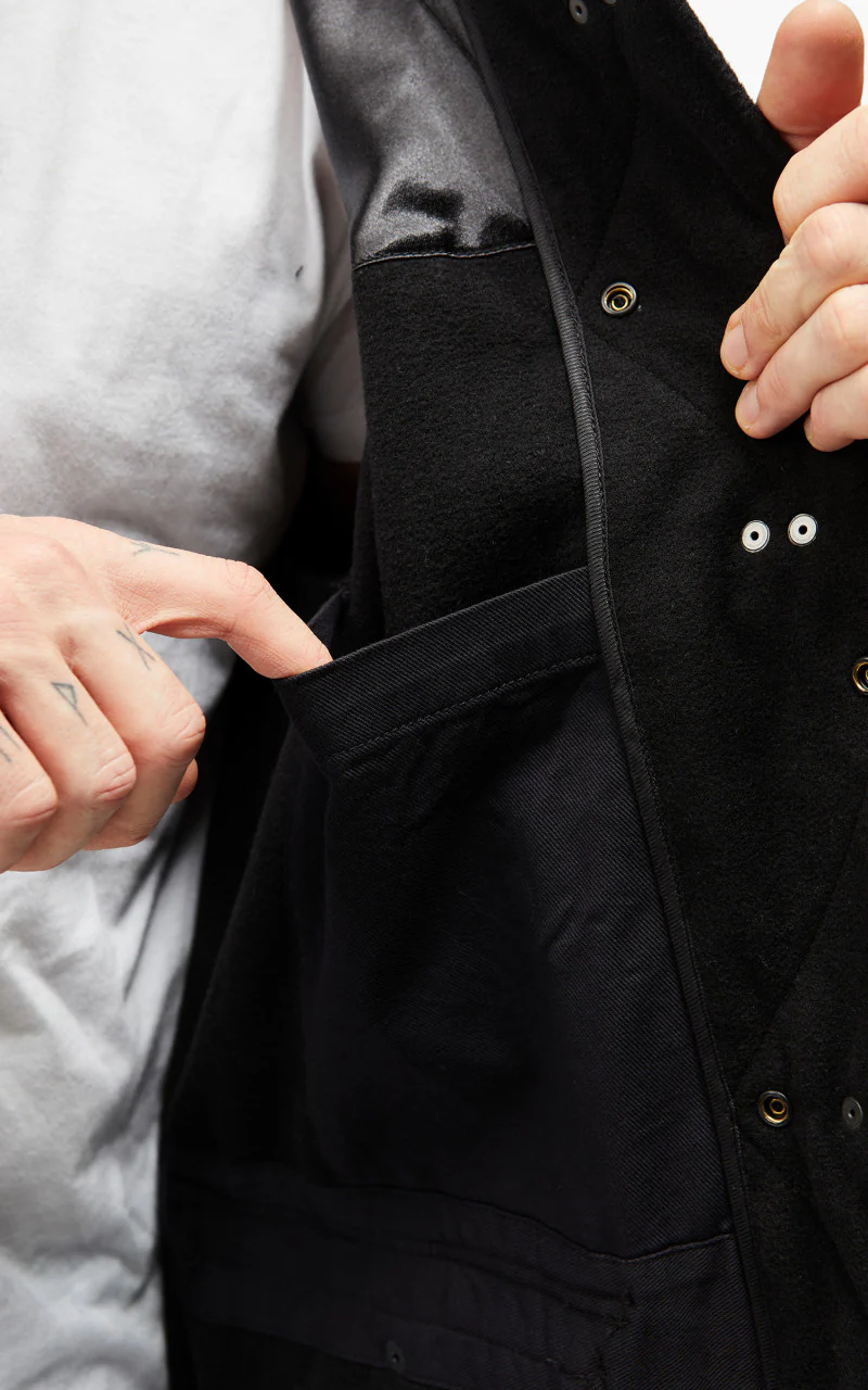 Engineered Garments Short Duffle Jacket Polyester Fake Melton Black - Image 8