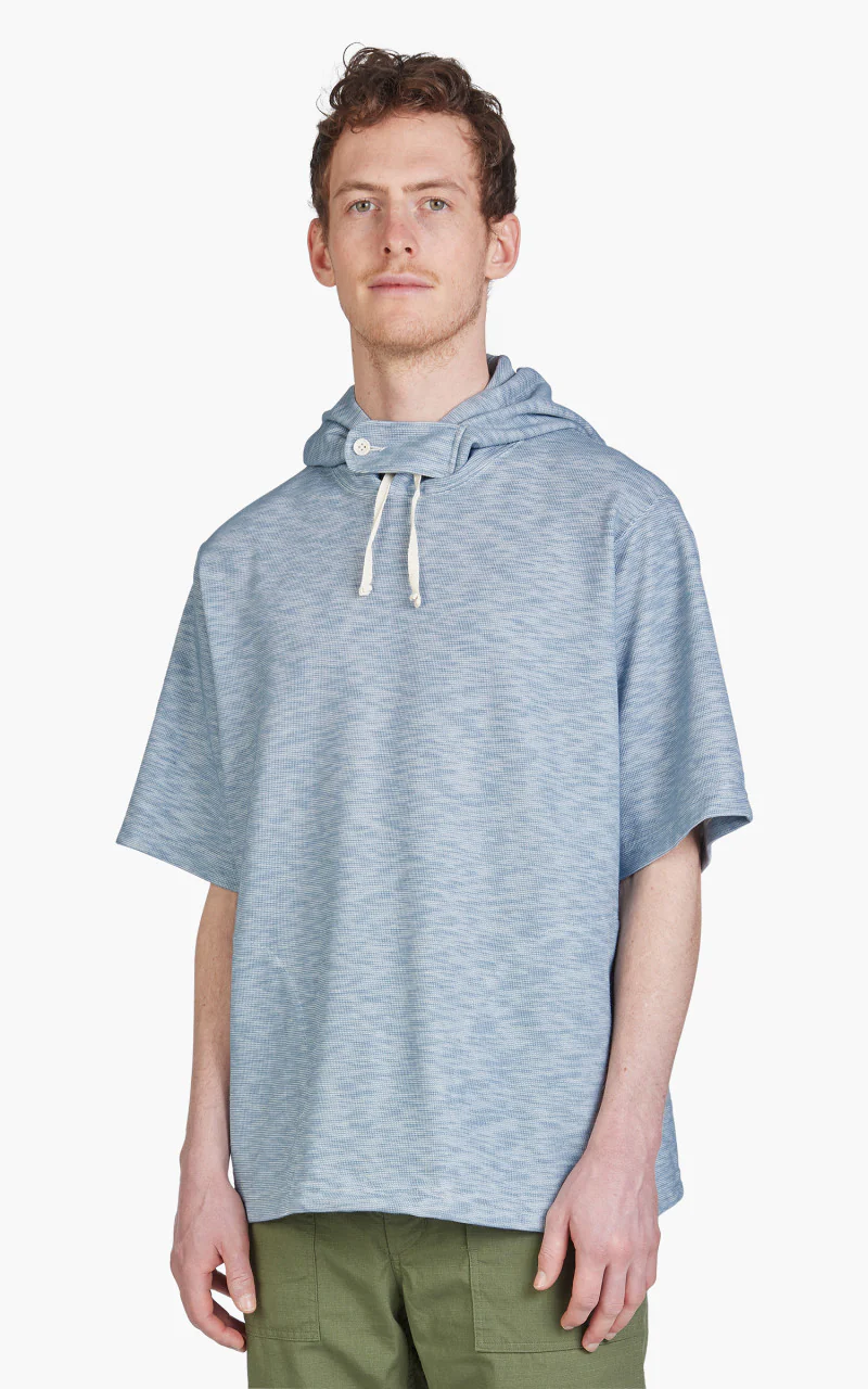Engineered Garments Short Sleeve Hoody PC Pique Light Blue - Image 3