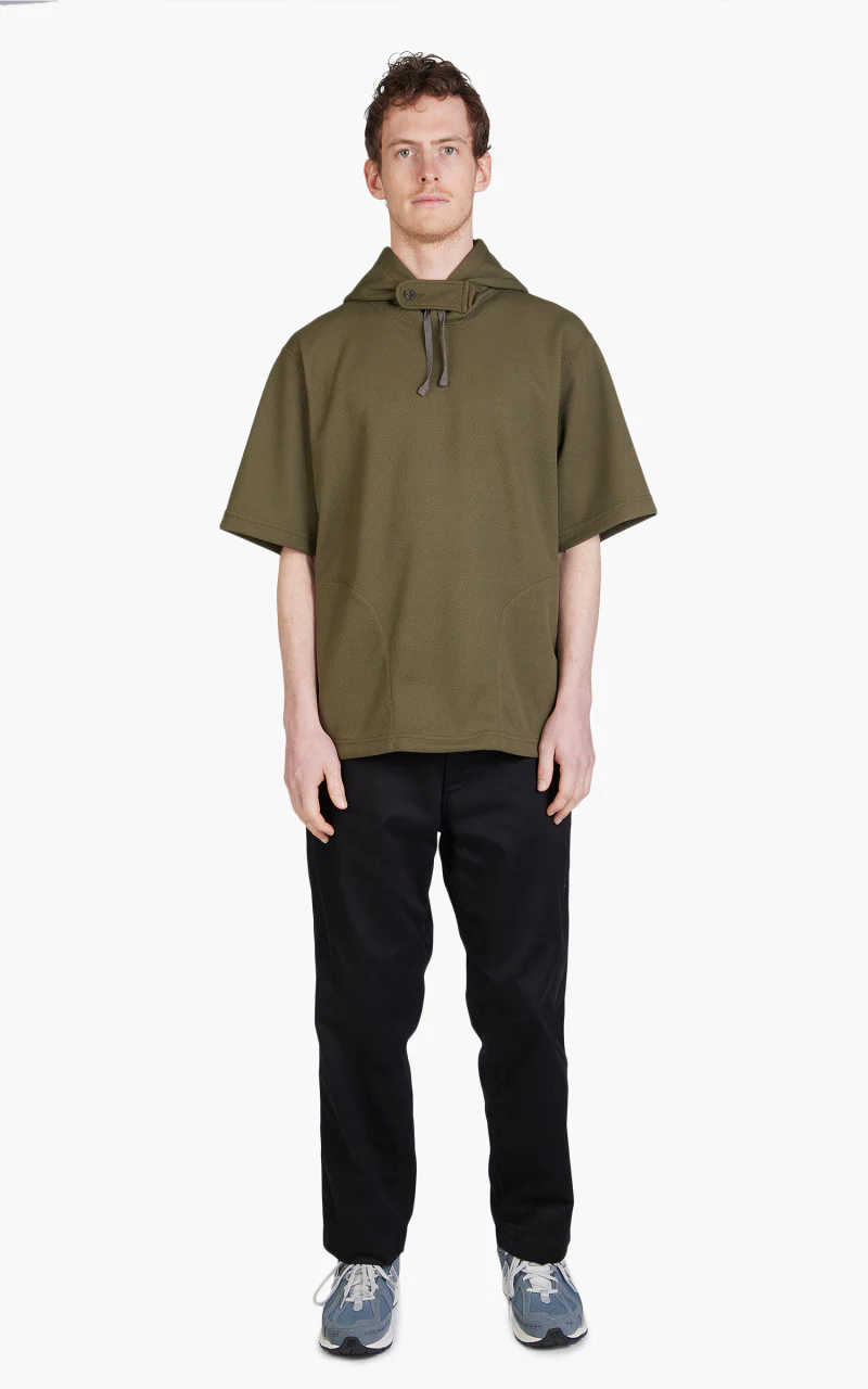 Engineered Garments Short Sleeve Hoody Poly Knit Olive Diamond - Image 2