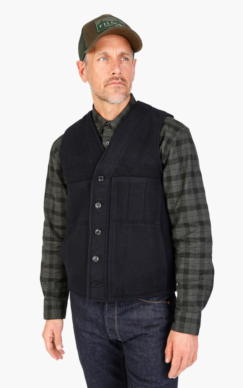 Filson Mackinaw Wool Vest Dark Navy - Image 3