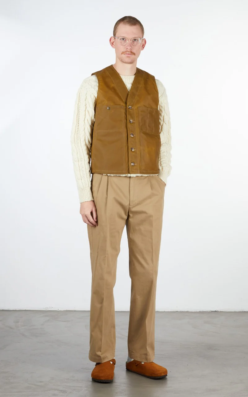 Filson Oil Tin Cloth Vest Dark Tan - Image 3