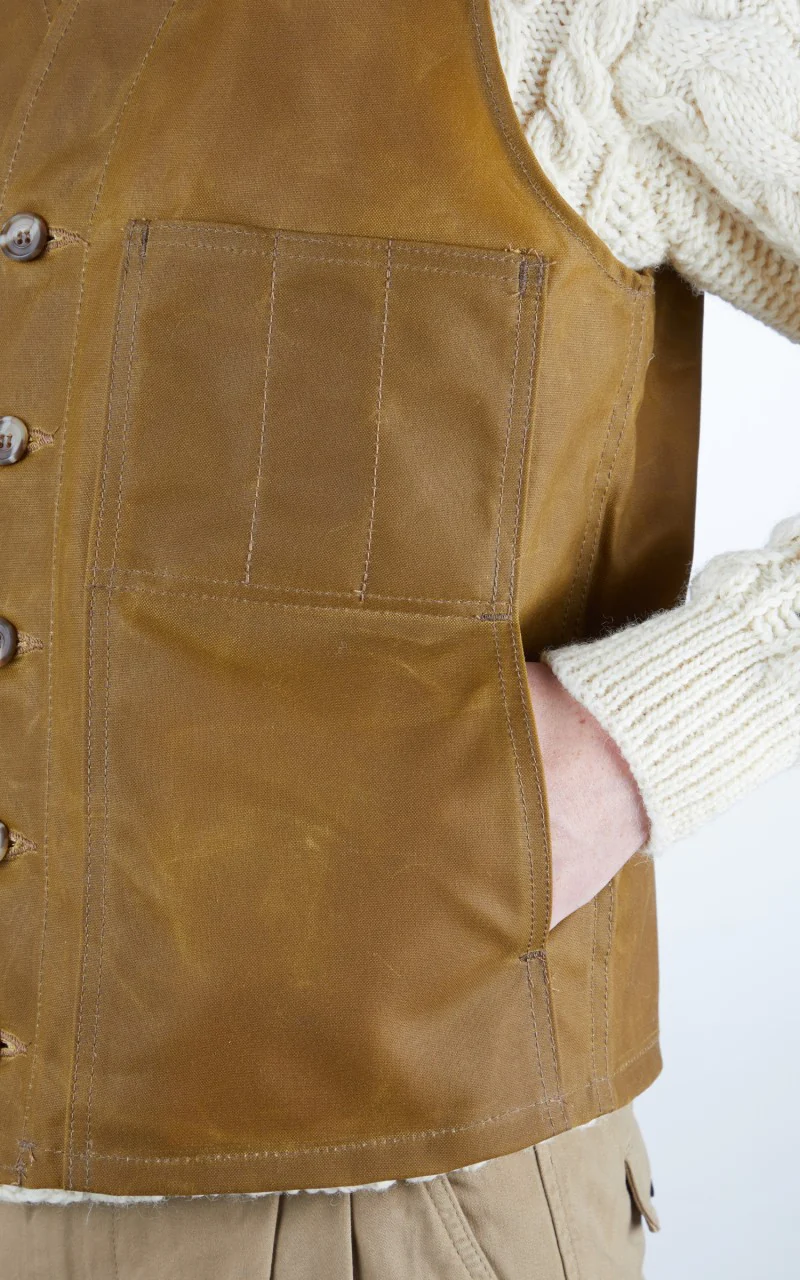 Filson Oil Tin Cloth Vest Dark Tan - Image 6