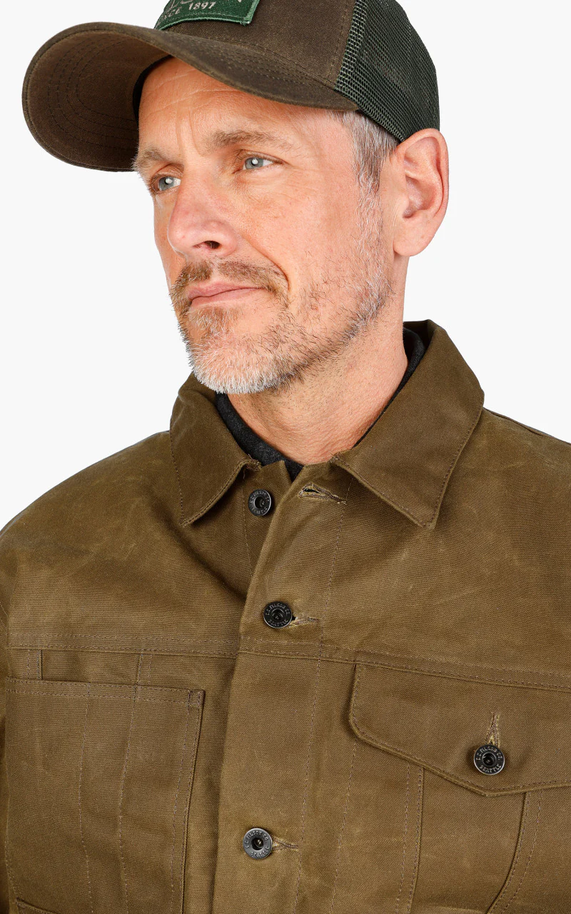 Filson Short Tin Cloth Lined Cruiser Jacket Dark Tan - Image 4