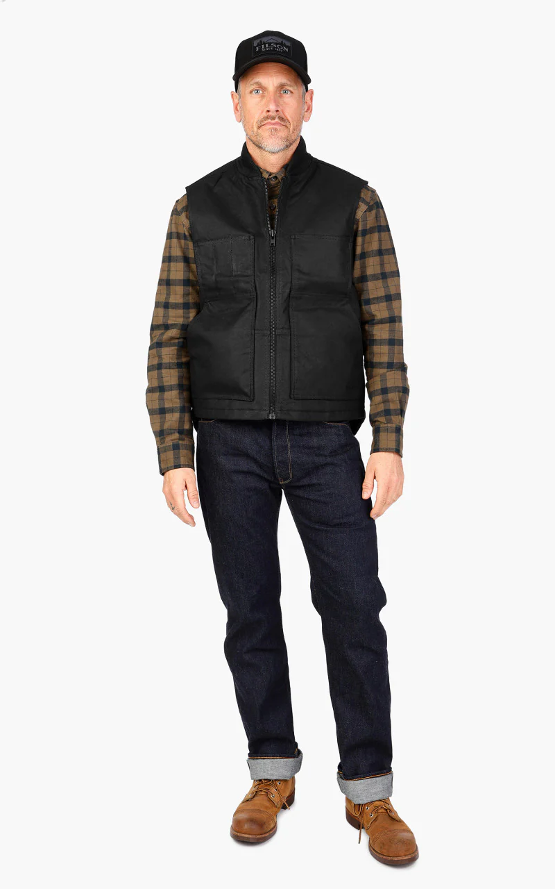 Filson Tin Cloth Insulated Work Vest Black - Image 2