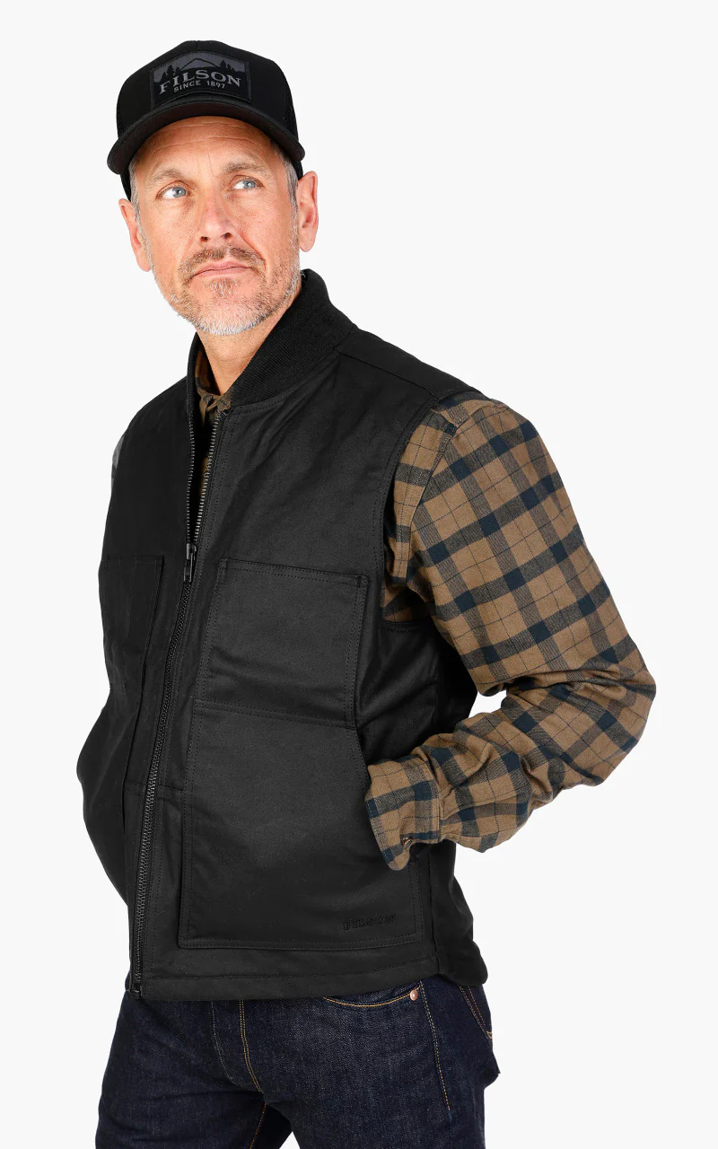 Filson Tin Cloth Insulated Work Vest Black - Image 3