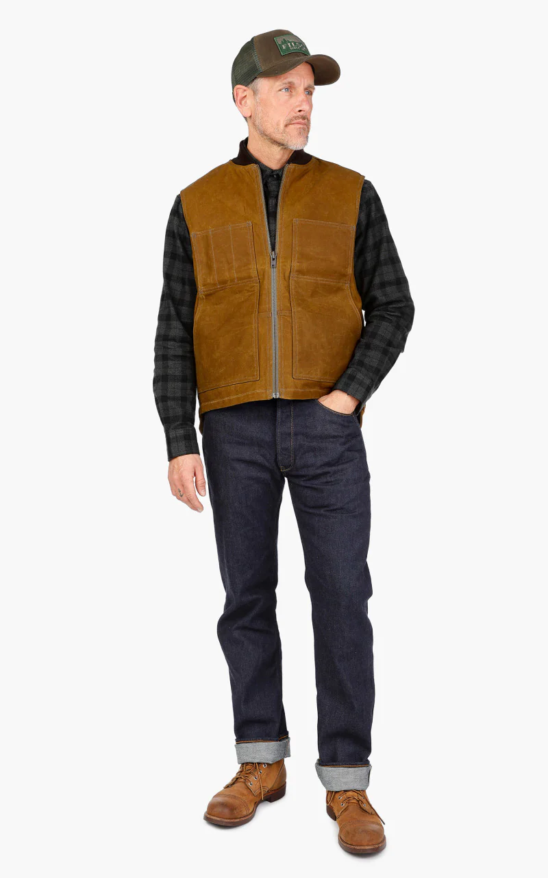 Filson Tin Cloth Insulated Work Vest Dark Tan - Image 2