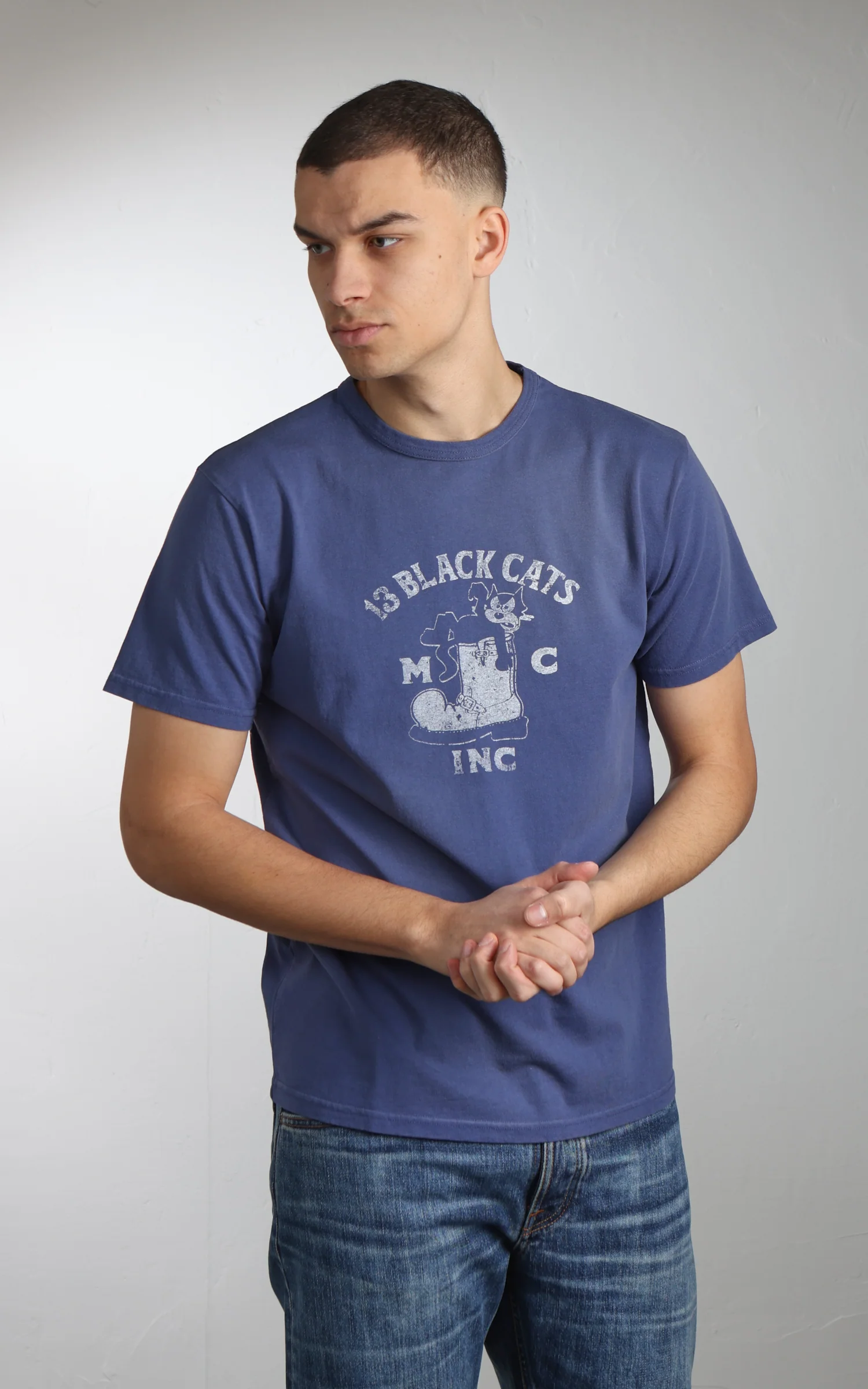 Flea-T T-Shirt Black Cats Pigment Dyed Royal - Image 5