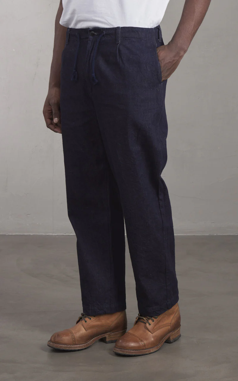 FOB Factory F0508 Three Eight Loom Denim Track Pants Indigo - Image 4