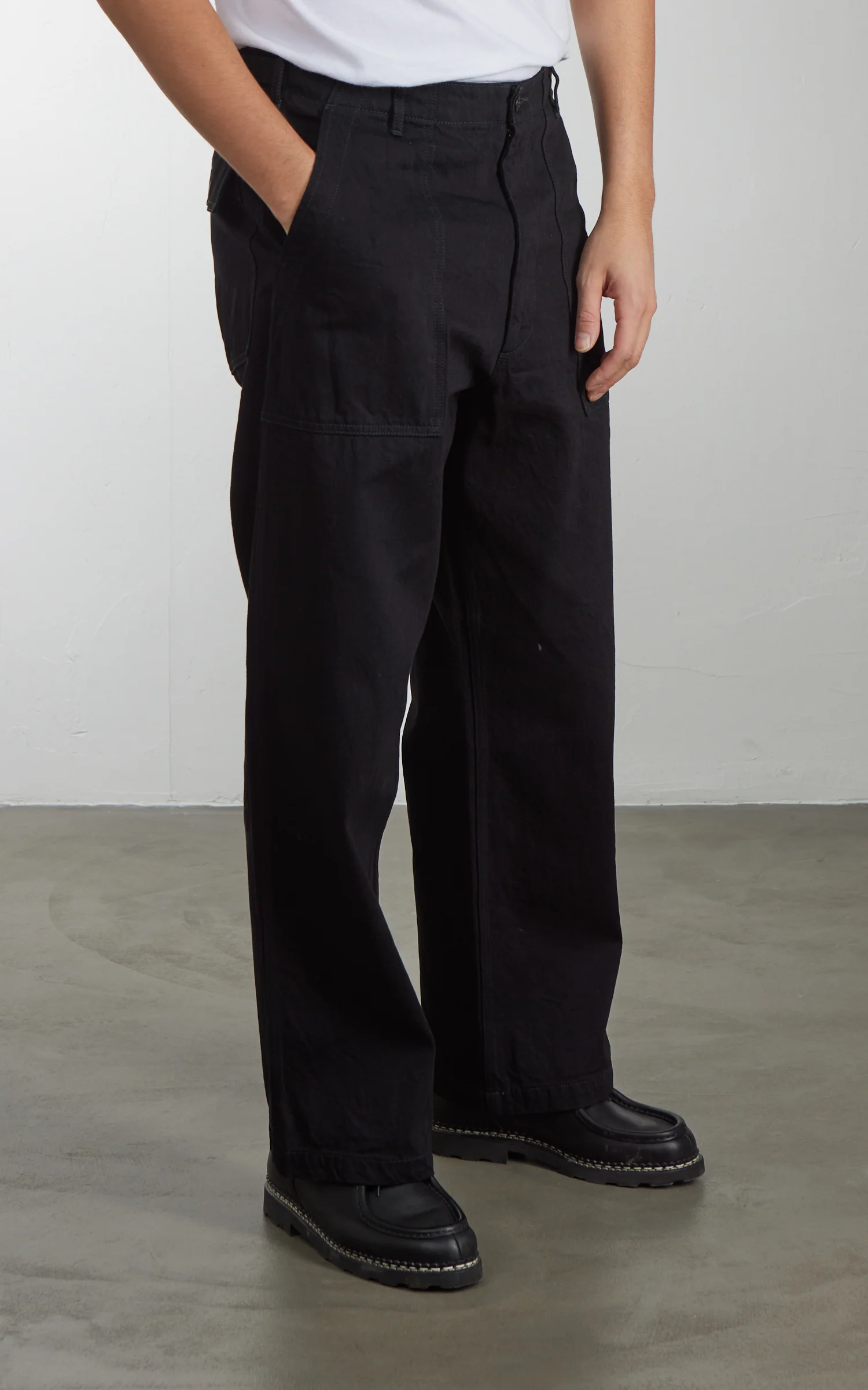 FOB Factory F0541 Three Eight Loom Denim Baker Pants Black - Image 4