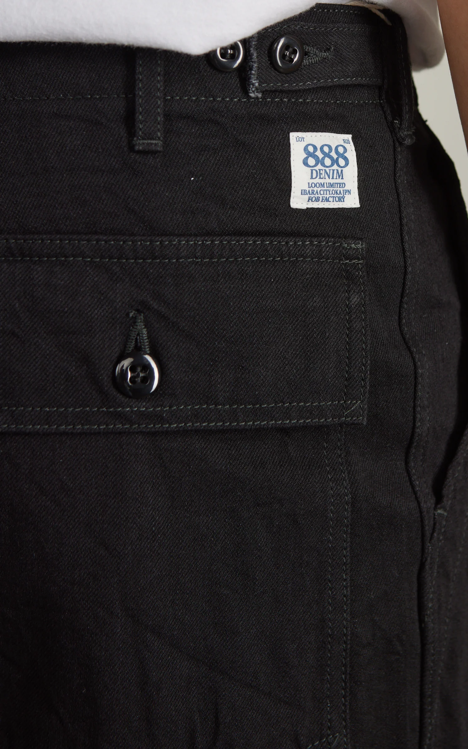 FOB Factory F0541 Three Eight Loom Denim Baker Pants Black - Image 6