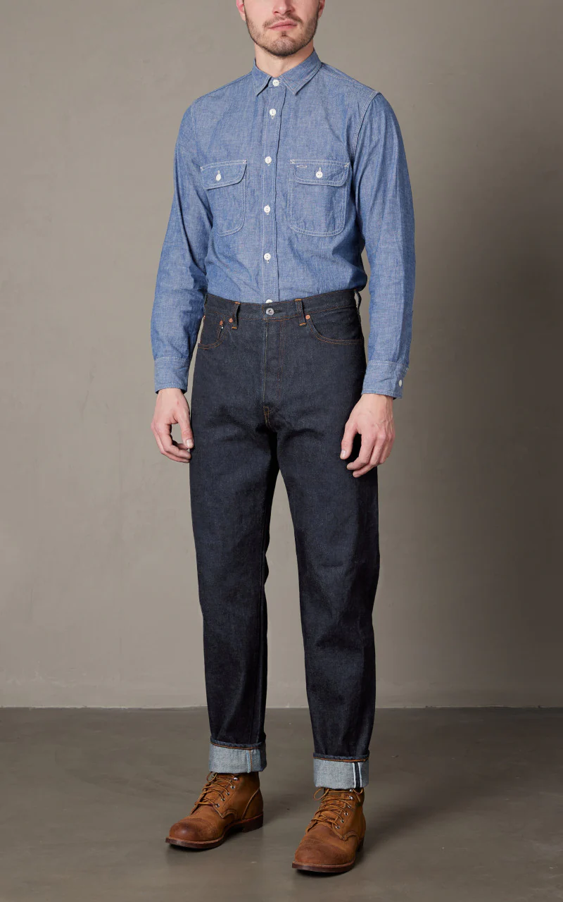 FOB Factory F165 Selvedge Garage Denim 5P Rinsed Indigo - Image 4