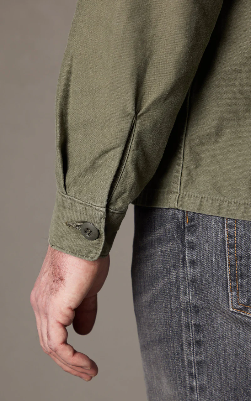 FOB Factory F2362 Fatigue Shirt Sateen Olive - Image 7