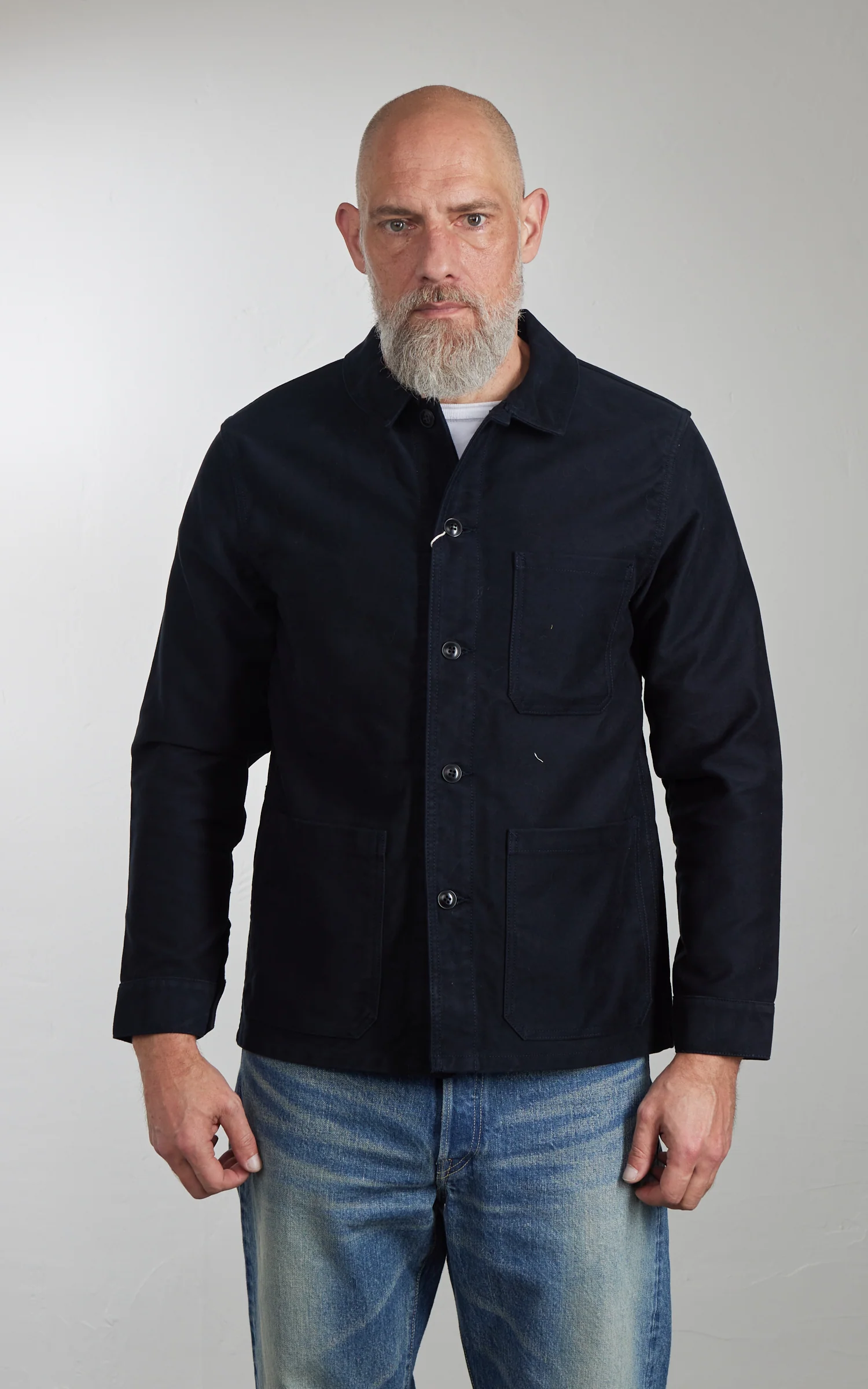 FOB Factory F2373 Moleskin French Work Jacket Navy - Image 2