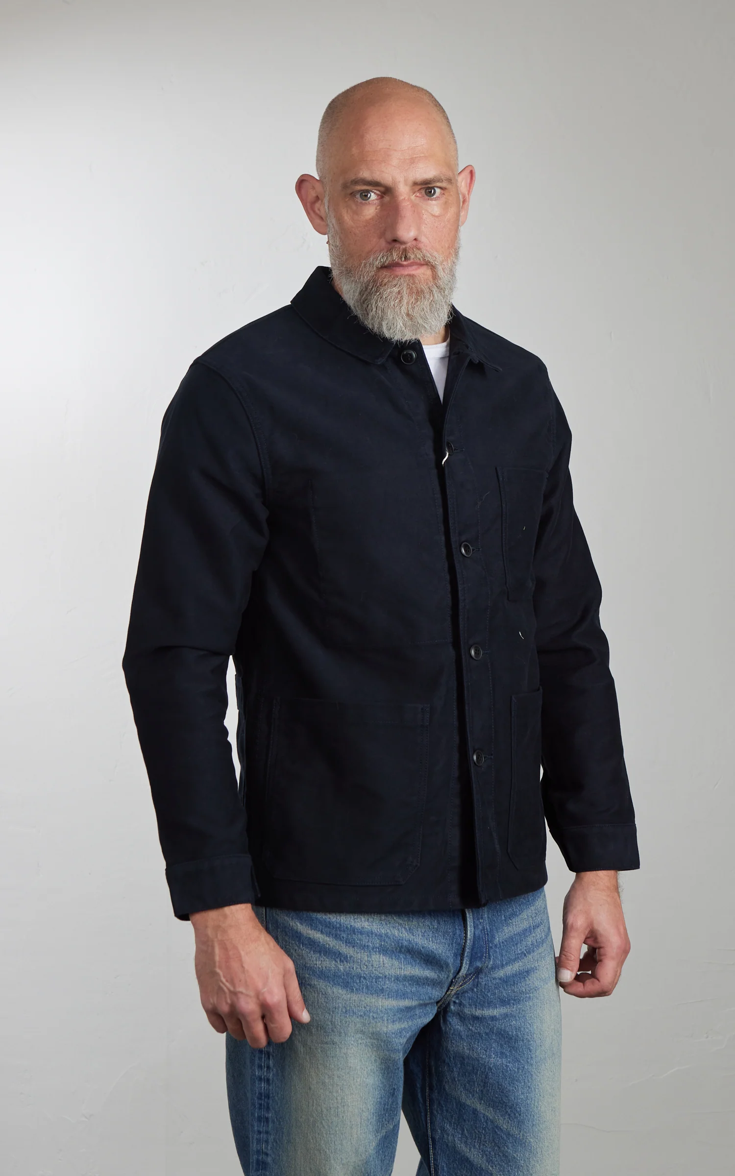 FOB Factory F2373 Moleskin French Work Jacket Navy - Image 4