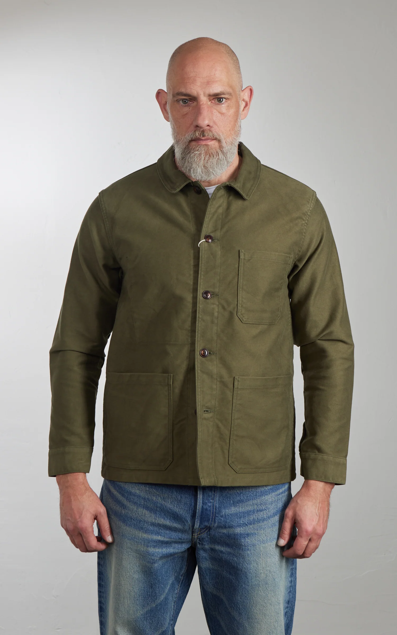 FOB Factory F2373 Moleskin French Work Jacket Olive - Image 2
