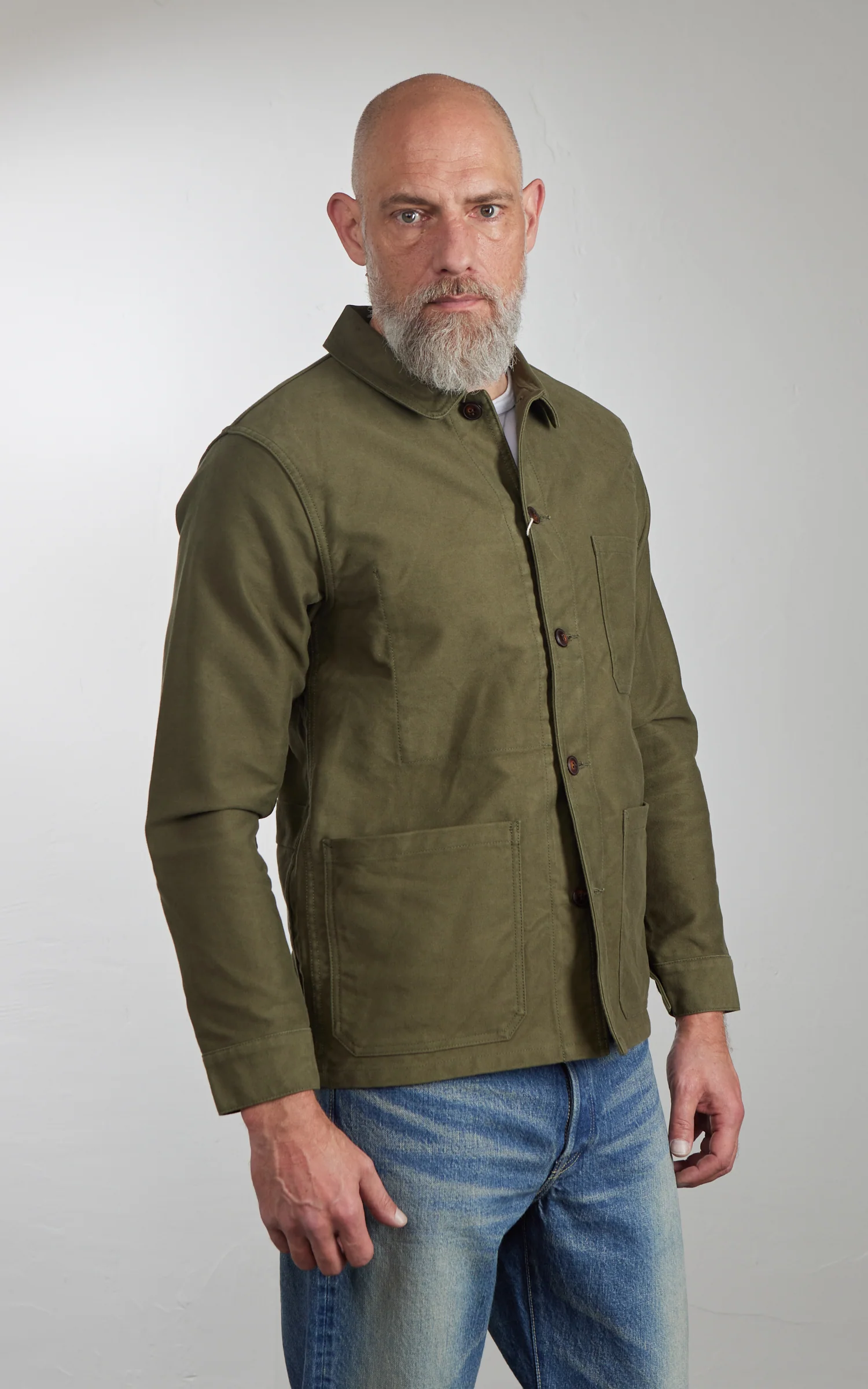 FOB Factory F2373 Moleskin French Work Jacket Olive - Image 4