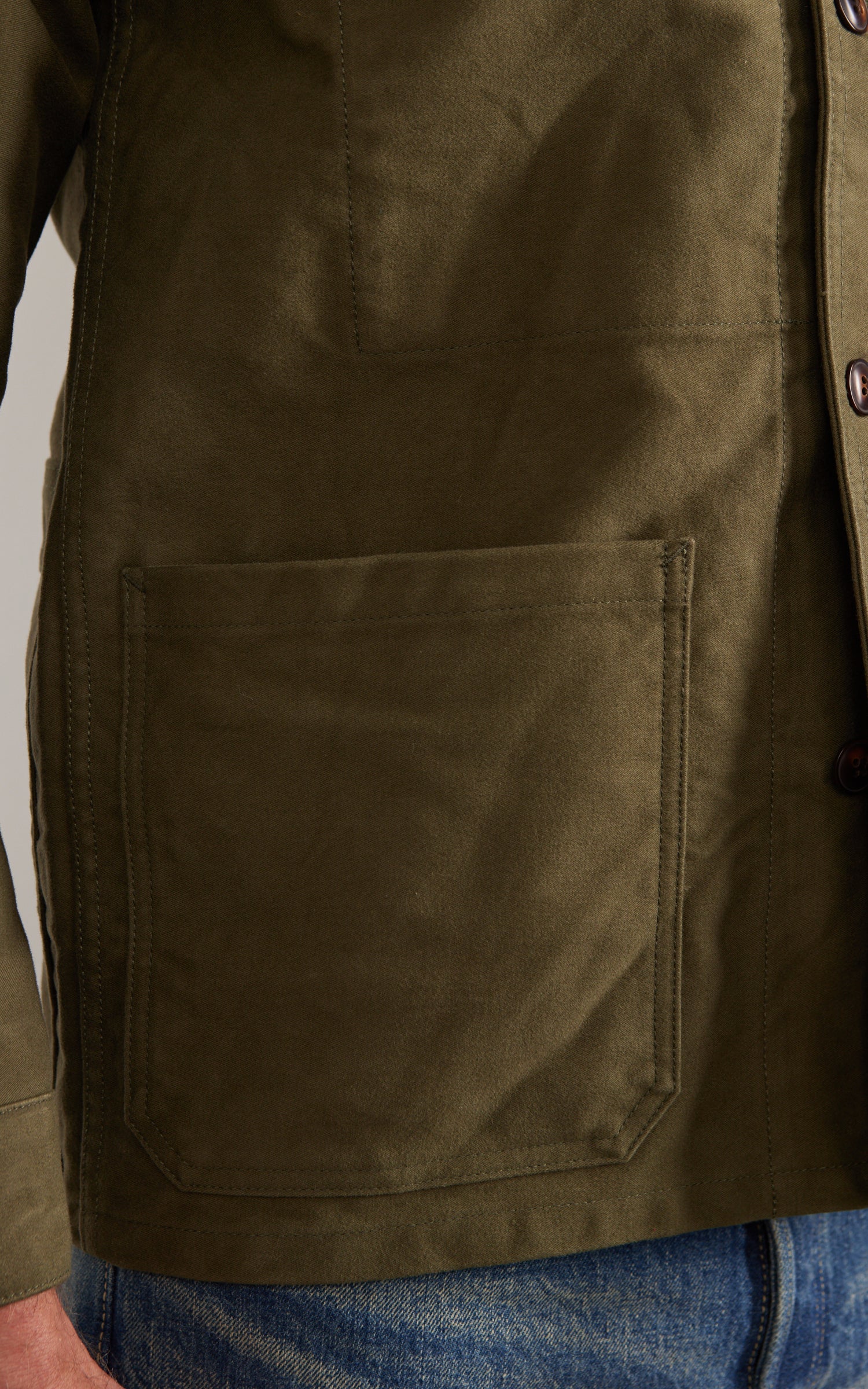 FOB Factory F2373 Moleskin French Work Jacket Olive - Image 6