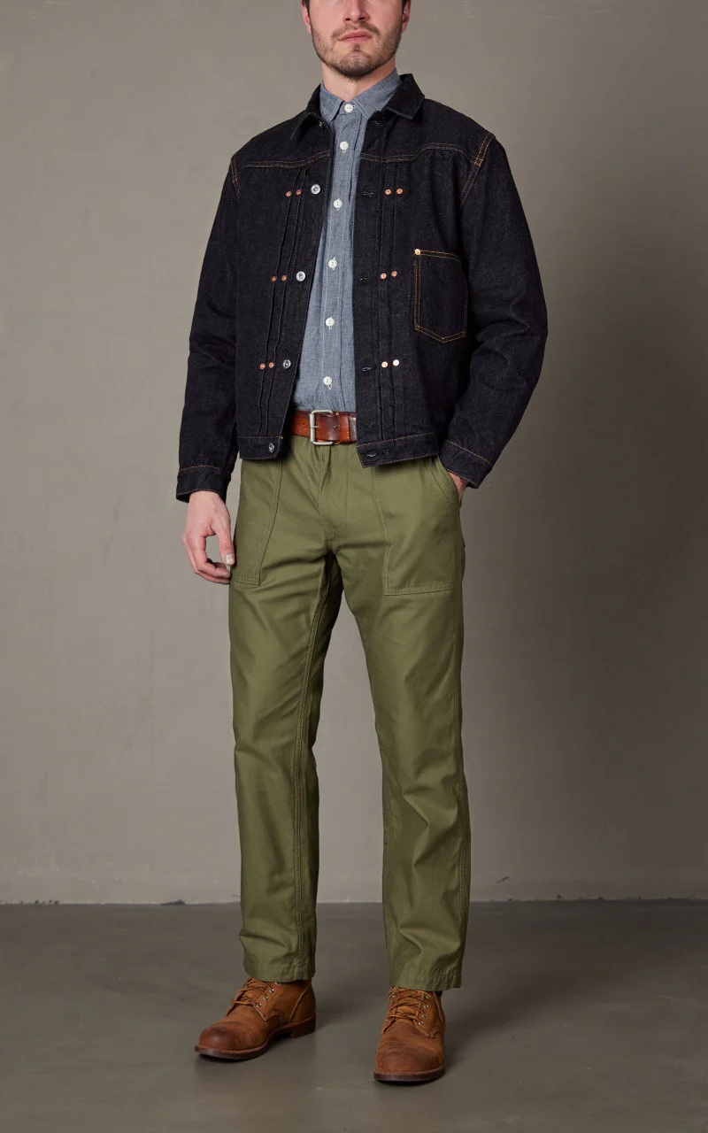 FOB Factory F2432 Garage Selvedge Denim Jacket Rinsed Indigo - Image 2