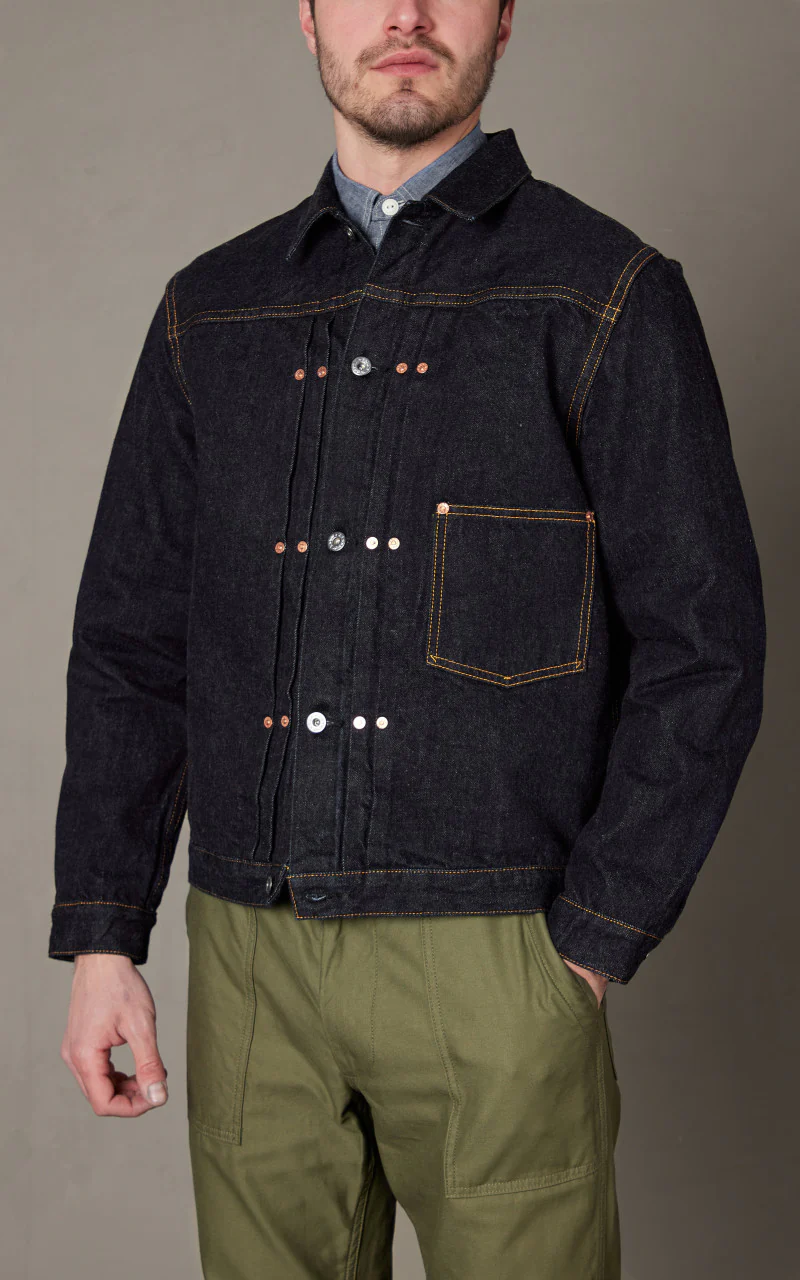 FOB Factory F2432 Garage Selvedge Denim Jacket Rinsed Indigo - Image 3