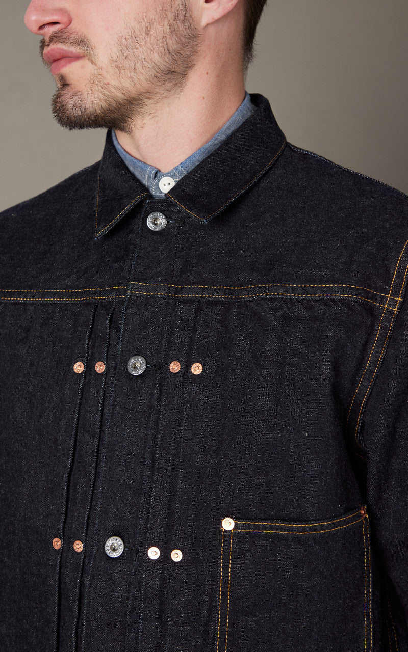 FOB Factory F2432 Garage Selvedge Denim Jacket Rinsed Indigo - Image 4