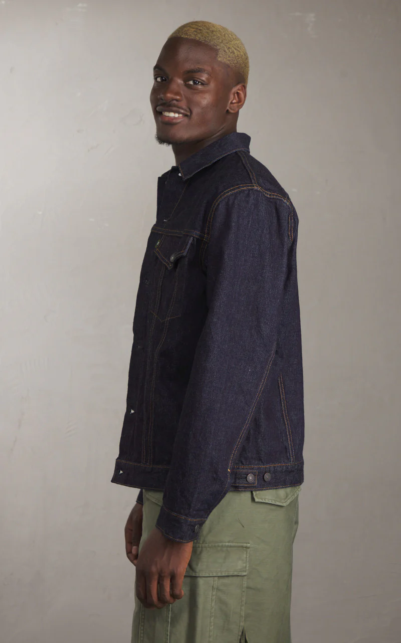FOB Factory F2444 Type 3 Selvedge Denim Jacket Rinsed Indigo - Image 3