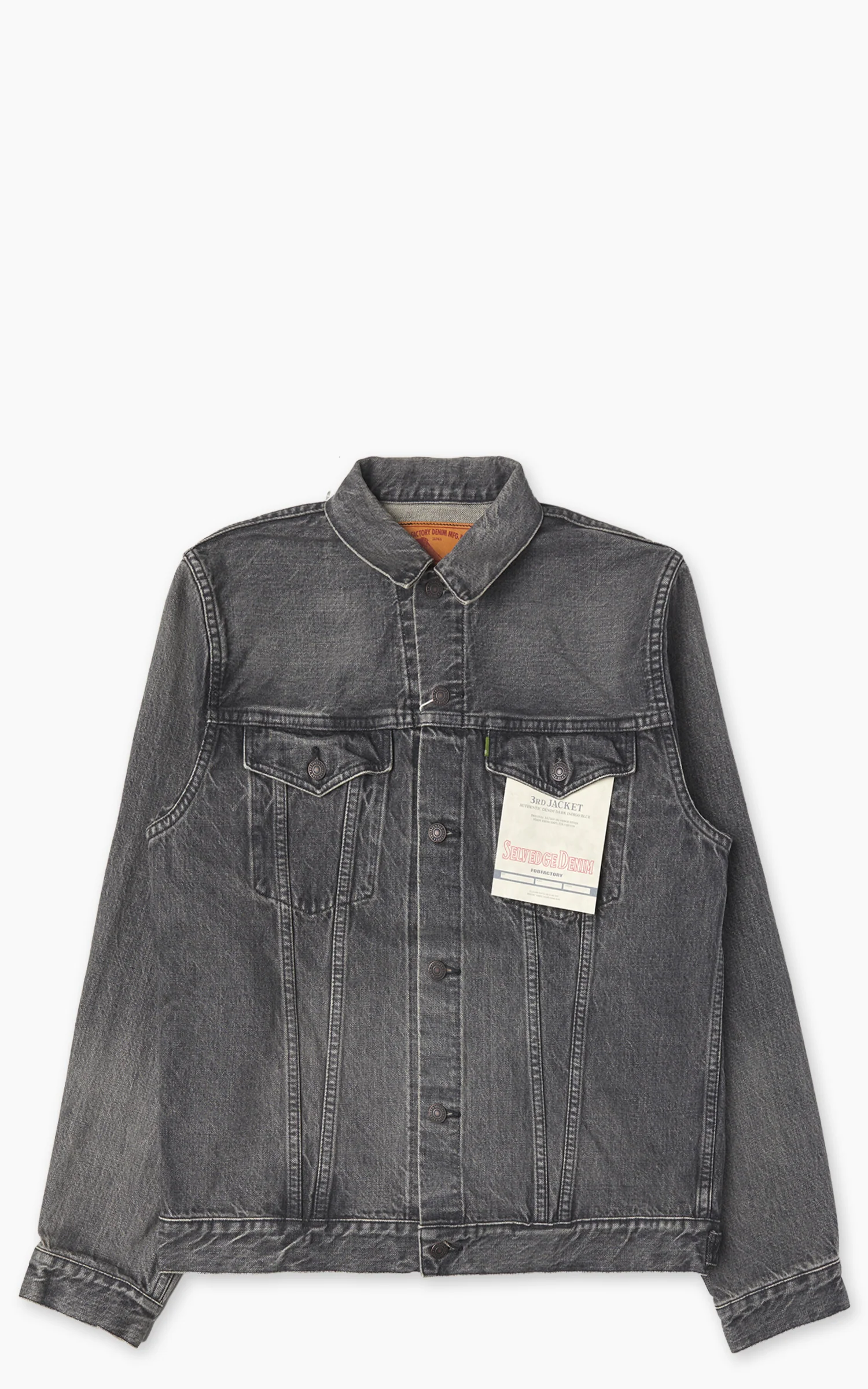 FOB Factory F2444 Type 3 Selvedge Denim Jacket Used Wash Black