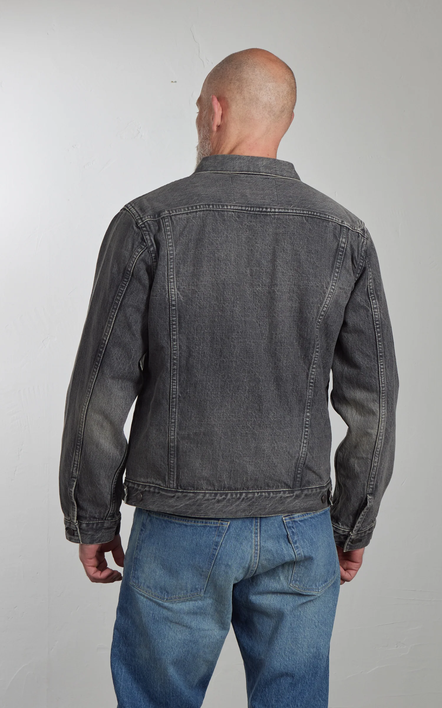 FOB Factory F2444 Type 3 Selvedge Denim Jacket Used Wash Black - Image 7