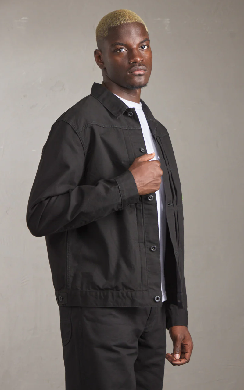 FOB Factory F2445 Cotton Duck Jacket Black - Image 2