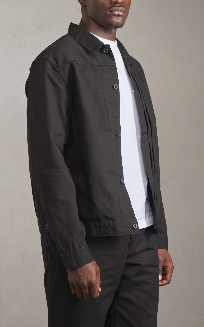 FOB Factory F2445 Cotton Duck Jacket Black - Image 4