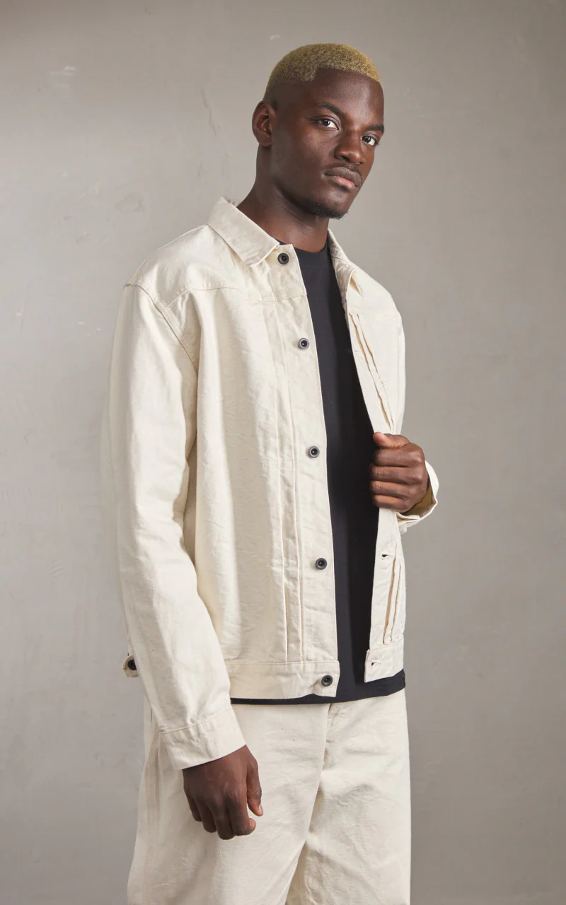 FOB Factory F2445 Cotton Duck Jacket Ecru - Image 2