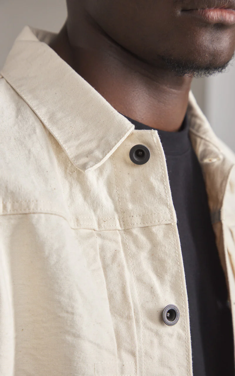 FOB Factory F2445 Cotton Duck Jacket Ecru - Image 4