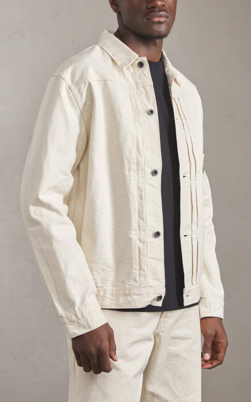 FOB Factory F2445 Cotton Duck Jacket Ecru - Image 5