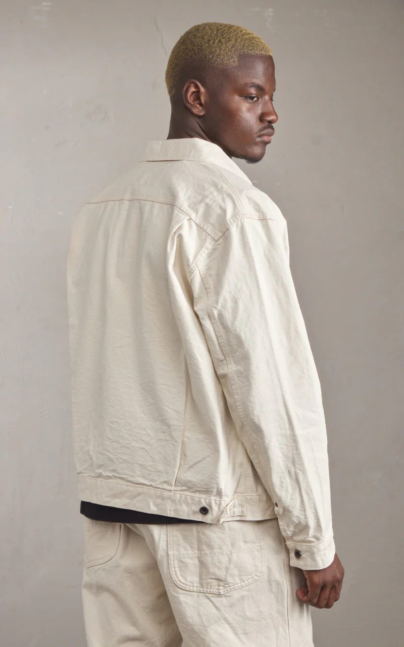 FOB Factory F2445 Cotton Duck Jacket Ecru - Image 7