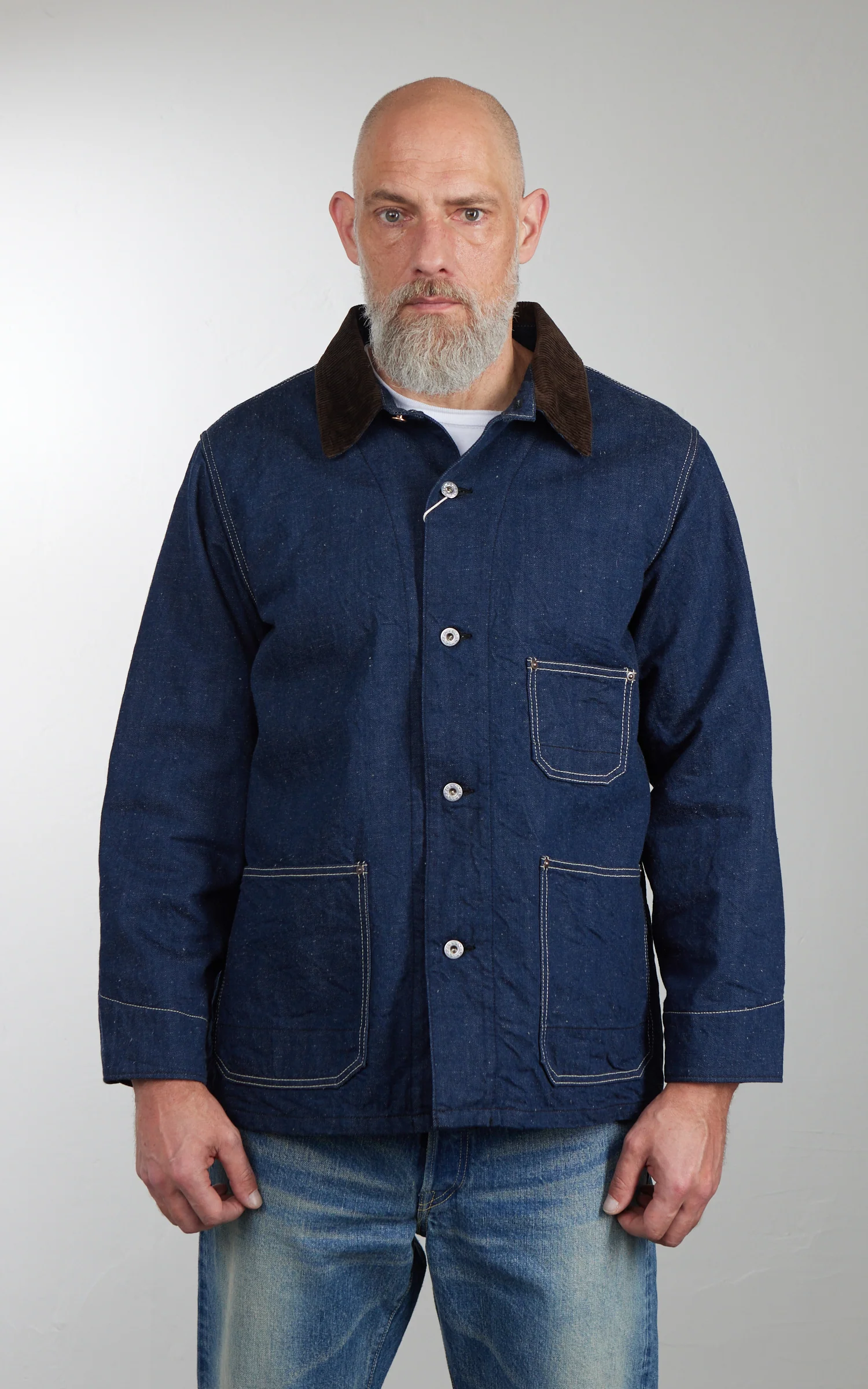 FOB Factory F2456 Denim Chore Jacket Blanket Lined Indigo - Image 2