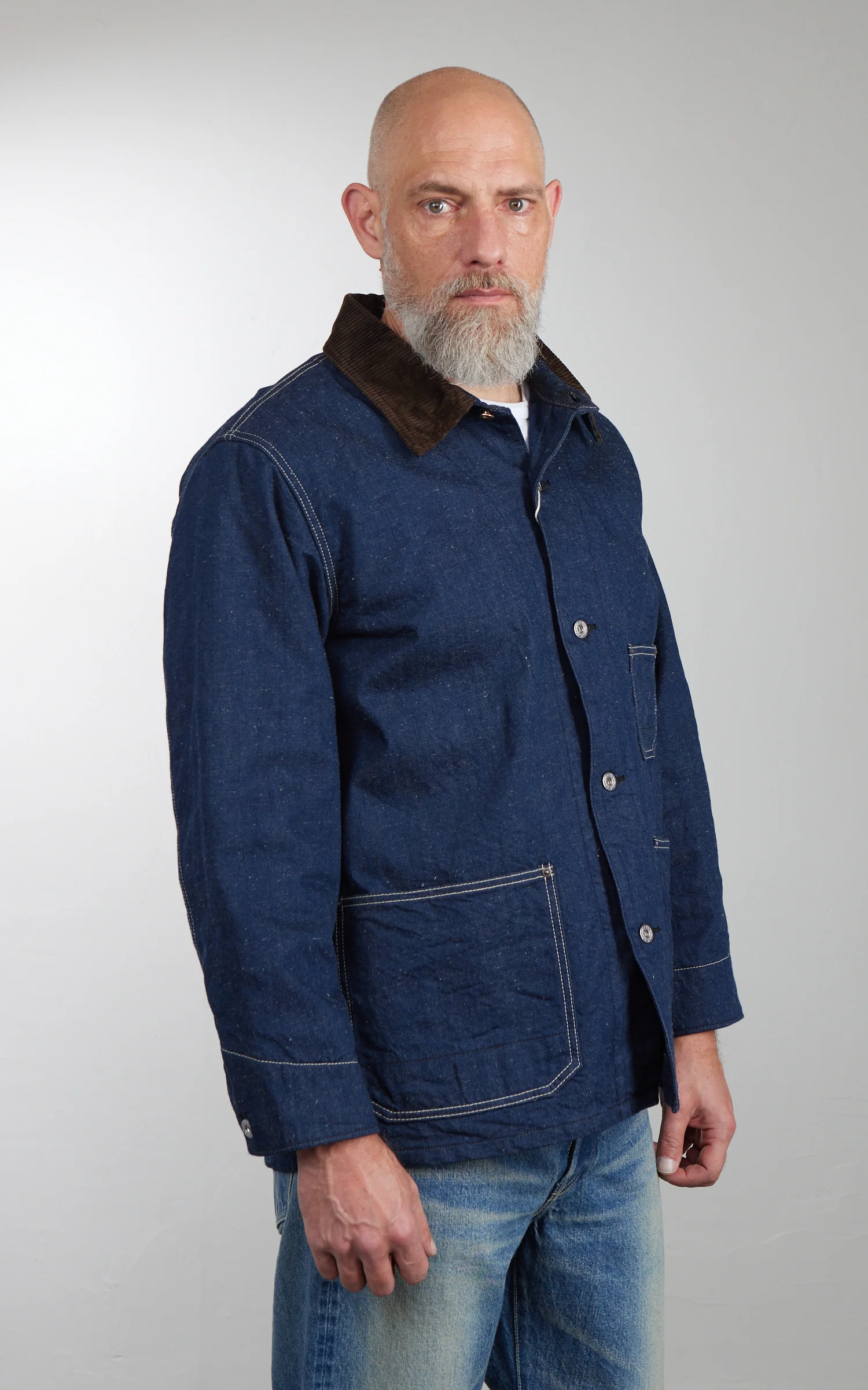 FOB Factory F2456 Denim Chore Jacket Blanket Lined Indigo - Image 4
